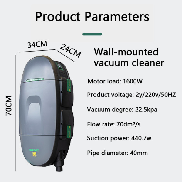 Double-filter wall-mounted vacuum cleaner 1600w