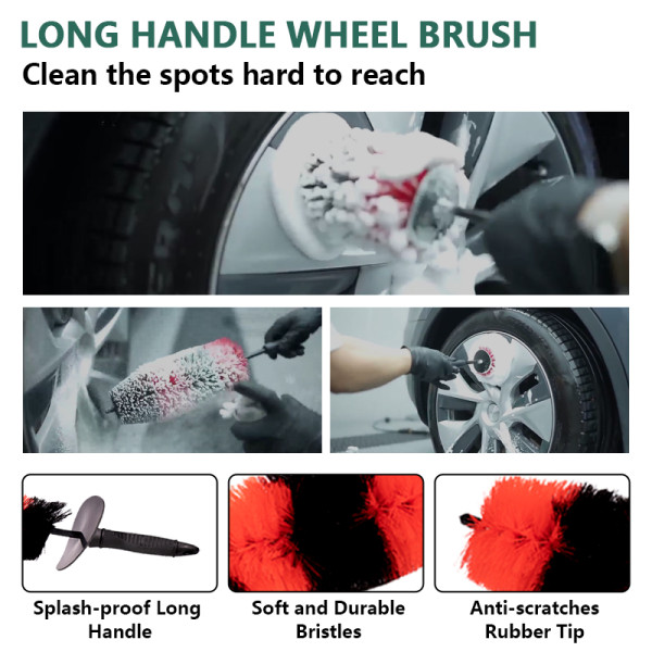Extended rim cleaning brush